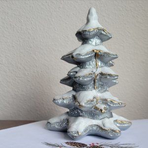 Hand painted resin snow-capped tree decoration
